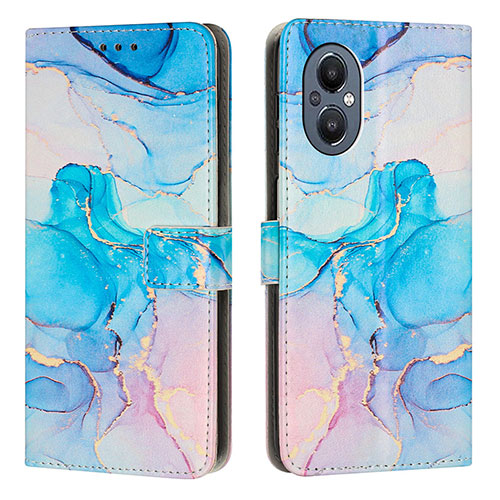 Leather Case Stands Fashionable Pattern Flip Cover Holder Y01X for Oppo F21 Pro 5G Sky Blue