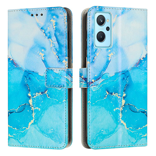 Leather Case Stands Fashionable Pattern Flip Cover Holder Y01X for Realme 9i 5G Blue