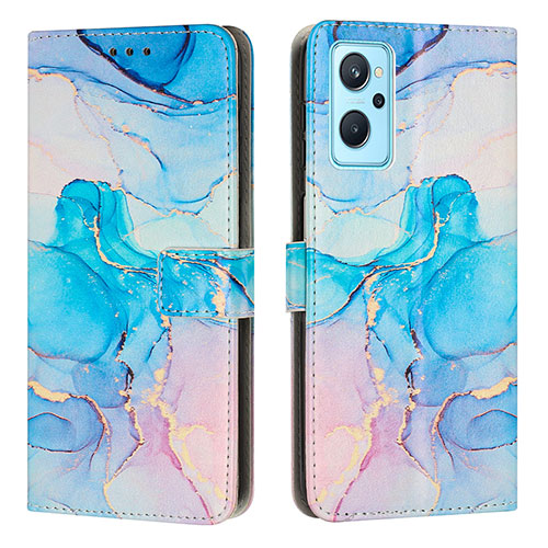 Leather Case Stands Fashionable Pattern Flip Cover Holder Y01X for Realme 9i 5G Sky Blue