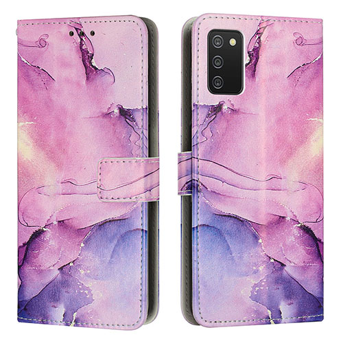 Leather Case Stands Fashionable Pattern Flip Cover Holder Y01X for Samsung Galaxy A02s Purple