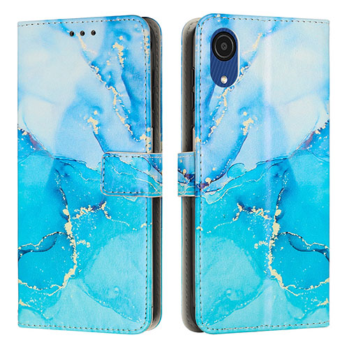 Leather Case Stands Fashionable Pattern Flip Cover Holder Y01X for Samsung Galaxy A03 Core Blue