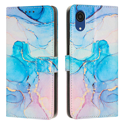 Leather Case Stands Fashionable Pattern Flip Cover Holder Y01X for Samsung Galaxy A03 Core Sky Blue