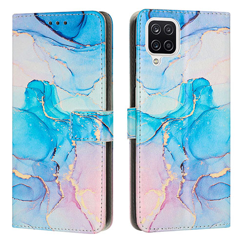 Leather Case Stands Fashionable Pattern Flip Cover Holder Y01X for Samsung Galaxy A12 5G Sky Blue