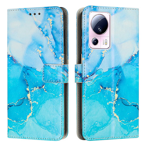 Leather Case Stands Fashionable Pattern Flip Cover Holder Y01X for Xiaomi Civi 2 5G Blue