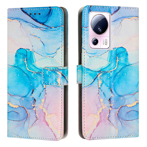 Leather Case Stands Fashionable Pattern Flip Cover Holder Y01X for Xiaomi Civi 2 5G Sky Blue