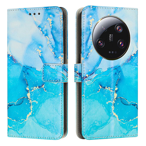 Leather Case Stands Fashionable Pattern Flip Cover Holder Y01X for Xiaomi Mi 13 Ultra 5G Blue