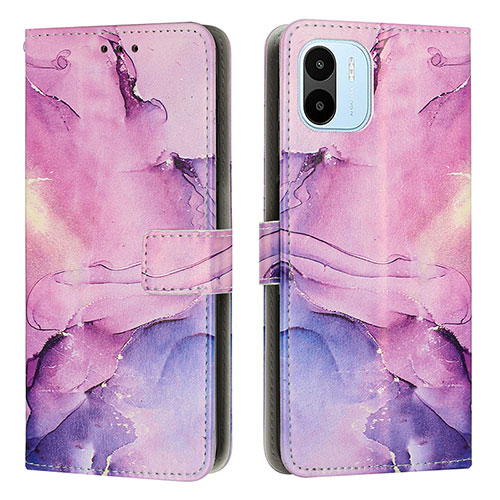 Leather Case Stands Fashionable Pattern Flip Cover Holder Y01X for Xiaomi Poco C50 Purple