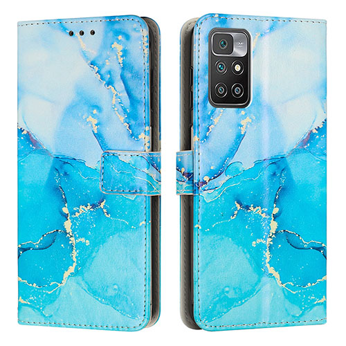 Leather Case Stands Fashionable Pattern Flip Cover Holder Y01X for Xiaomi Redmi Note 11 4G (2021) Blue