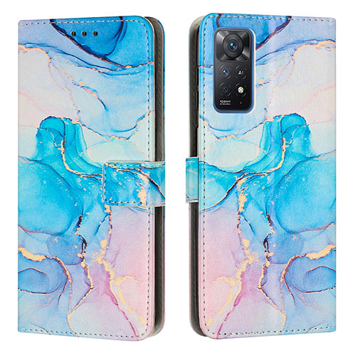 Leather Case Stands Fashionable Pattern Flip Cover Holder Y01X for Xiaomi Redmi Note 11 Pro 4G Sky Blue