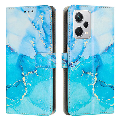 Leather Case Stands Fashionable Pattern Flip Cover Holder Y01X for Xiaomi Redmi Note 12 Pro 5G Blue