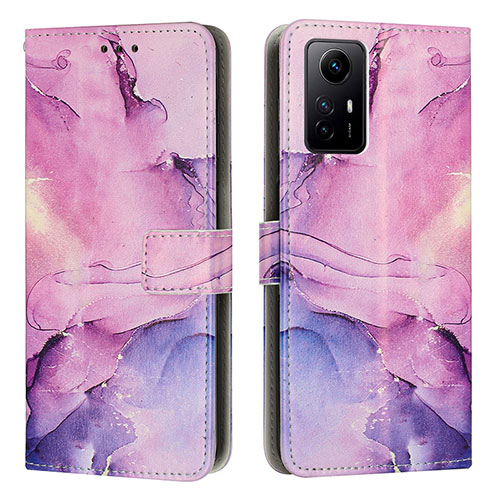 Leather Case Stands Fashionable Pattern Flip Cover Holder Y01X for Xiaomi Redmi Note 12S Purple