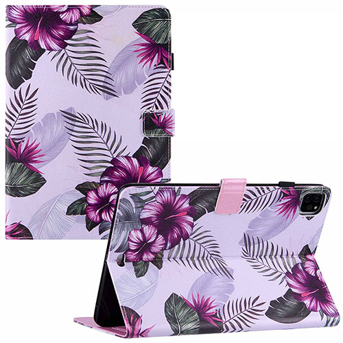 Leather Case Stands Fashionable Pattern Flip Cover Holder Y02B for Apple iPad Pro 11 (2021) Purple