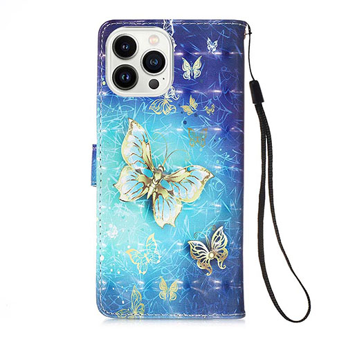 Leather Case Stands Fashionable Pattern Flip Cover Holder Y02B for Apple iPhone 15 Pro Max Blue