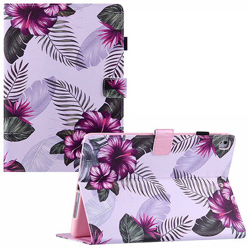 Leather Case Stands Fashionable Pattern Flip Cover Holder Y02B for Apple New iPad 9.7 (2018) Purple