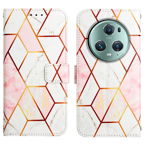 Leather Case Stands Fashionable Pattern Flip Cover Holder Y02B for Huawei Honor Magic5 Pro 5G White