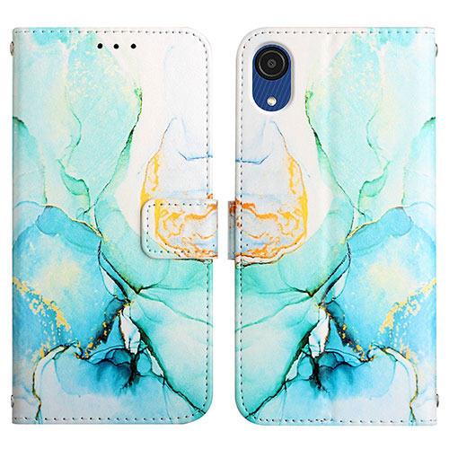 Leather Case Stands Fashionable Pattern Flip Cover Holder Y02B for Samsung Galaxy A03 Core Green