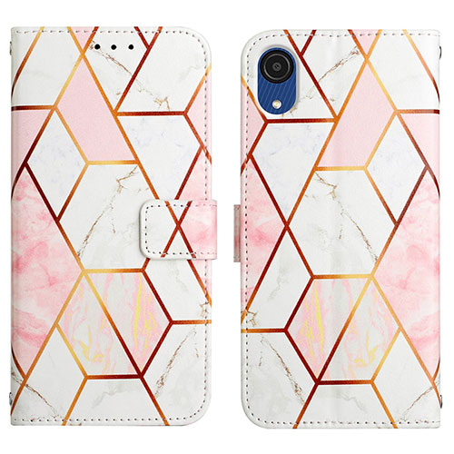Leather Case Stands Fashionable Pattern Flip Cover Holder Y02B for Samsung Galaxy A03 Core White