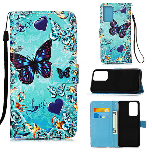 Leather Case Stands Fashionable Pattern Flip Cover Holder Y02B for Samsung Galaxy A33 5G Sky Blue