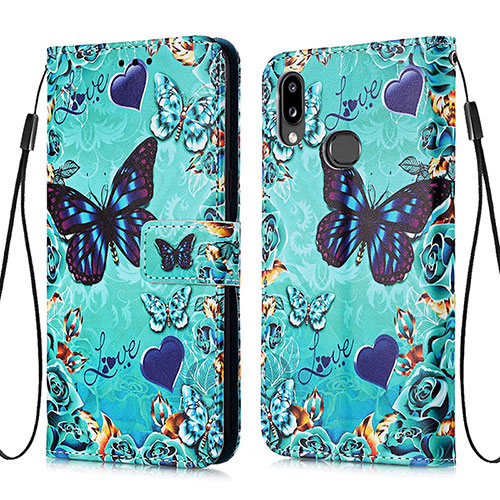 Leather Case Stands Fashionable Pattern Flip Cover Holder Y02B for Samsung Galaxy M01s Sky Blue