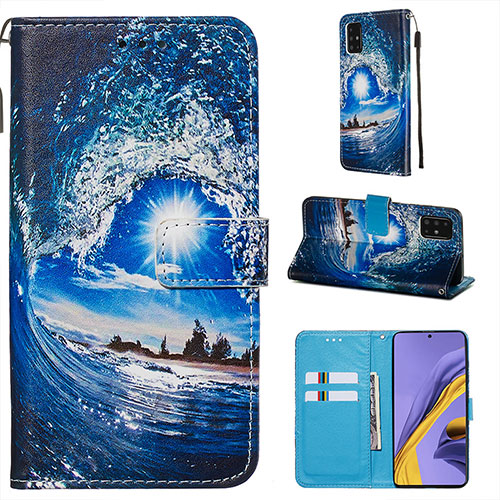 Leather Case Stands Fashionable Pattern Flip Cover Holder Y02B for Samsung Galaxy M40S Navy Blue