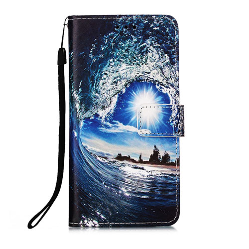 Leather Case Stands Fashionable Pattern Flip Cover Holder Y02B for Xiaomi Redmi Note 9S Navy Blue