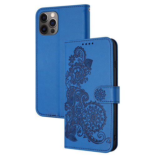 Leather Case Stands Fashionable Pattern Flip Cover Holder Y02X for Apple iPhone 13 Pro Max Blue