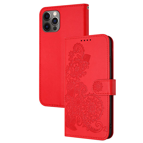 Leather Case Stands Fashionable Pattern Flip Cover Holder Y02X for Apple iPhone 15 Pro Max Red