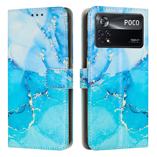 Leather Case Stands Fashionable Pattern Flip Cover Holder Y02X for Xiaomi Redmi Note 11E Pro 5G Blue