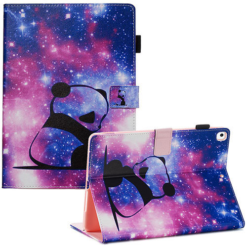 Leather Case Stands Fashionable Pattern Flip Cover Holder Y03B for Apple iPad 10.2 (2019) Purple