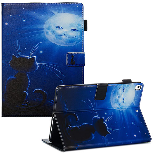 Leather Case Stands Fashionable Pattern Flip Cover Holder Y03B for Apple iPad 10.2 (2020) Blue