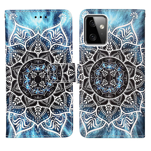 Leather Case Stands Fashionable Pattern Flip Cover Holder Y03B for Motorola Moto G Power 5G (2023) Blue