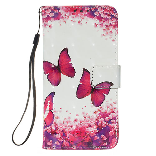 Leather Case Stands Fashionable Pattern Flip Cover Holder Y03B for Samsung Galaxy A01 SM-A015 Hot Pink