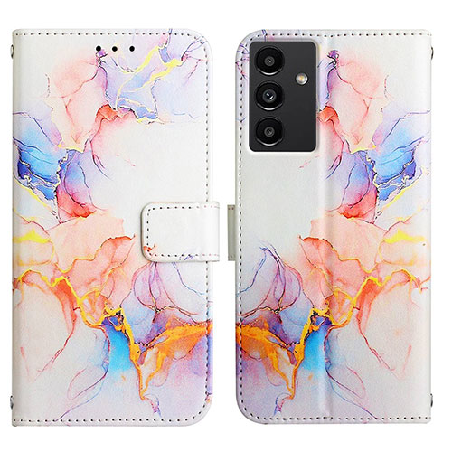 Leather Case Stands Fashionable Pattern Flip Cover Holder Y03B for Samsung Galaxy A04s Blue