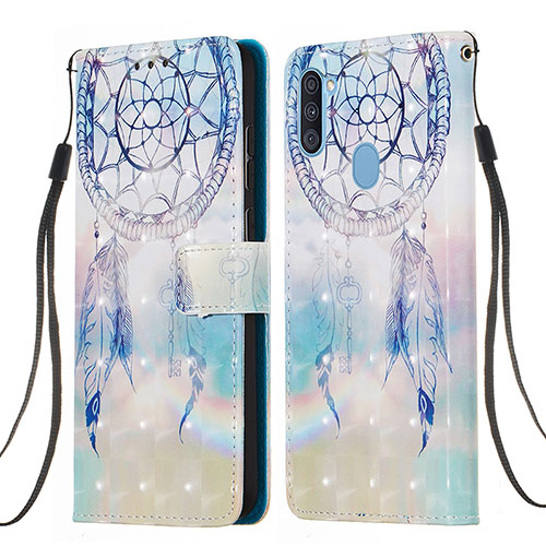 Leather Case Stands Fashionable Pattern Flip Cover Holder Y03B for Samsung Galaxy A11 Mint Blue