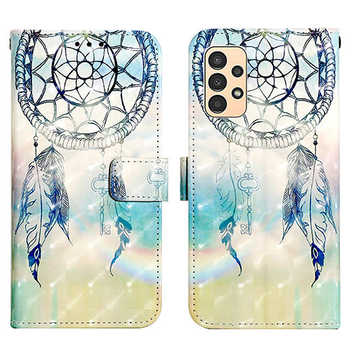 Leather Case Stands Fashionable Pattern Flip Cover Holder Y03B for Samsung Galaxy A13 4G Mint Blue