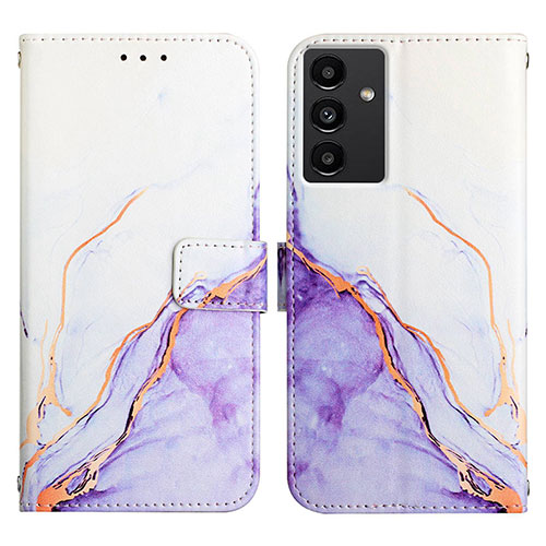 Leather Case Stands Fashionable Pattern Flip Cover Holder Y03B for Samsung Galaxy A13 5G Clove Purple