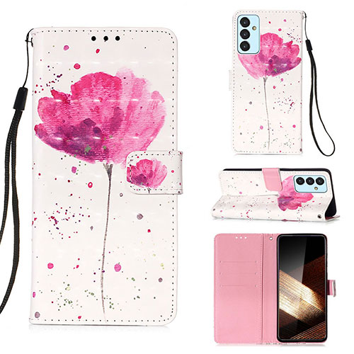 Leather Case Stands Fashionable Pattern Flip Cover Holder Y03B for Samsung Galaxy A15 4G Pink