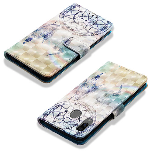 Leather Case Stands Fashionable Pattern Flip Cover Holder Y03B for Samsung Galaxy A20 Mint Blue