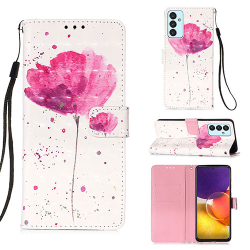 Leather Case Stands Fashionable Pattern Flip Cover Holder Y03B for Samsung Galaxy A24 4G Pink