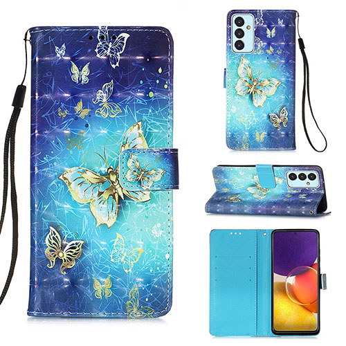 Leather Case Stands Fashionable Pattern Flip Cover Holder Y03B for Samsung Galaxy A24 4G Sky Blue