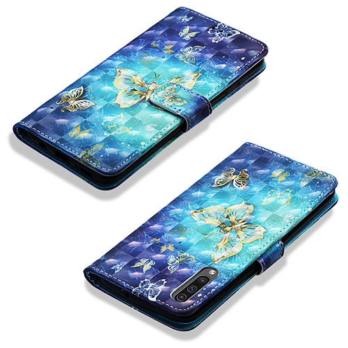 Leather Case Stands Fashionable Pattern Flip Cover Holder Y03B for Samsung Galaxy A30S Sky Blue