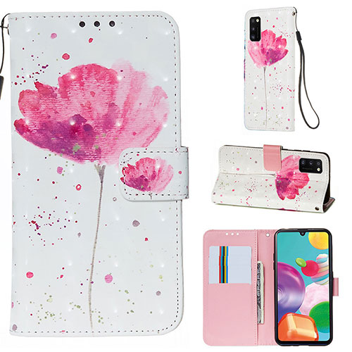 Leather Case Stands Fashionable Pattern Flip Cover Holder Y03B for Samsung Galaxy A41 Pink