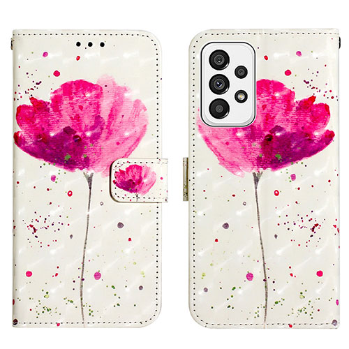 Leather Case Stands Fashionable Pattern Flip Cover Holder Y03B for Samsung Galaxy A73 5G Pink
