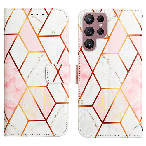 Leather Case Stands Fashionable Pattern Flip Cover Holder Y03B for Samsung Galaxy S23 Ultra 5G Mixed