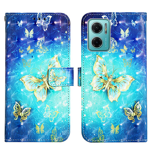 Leather Case Stands Fashionable Pattern Flip Cover Holder Y03B for Xiaomi Redmi 10 5G Sky Blue