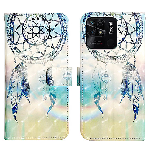 Leather Case Stands Fashionable Pattern Flip Cover Holder Y03B for Xiaomi Redmi 10C 4G Mint Blue