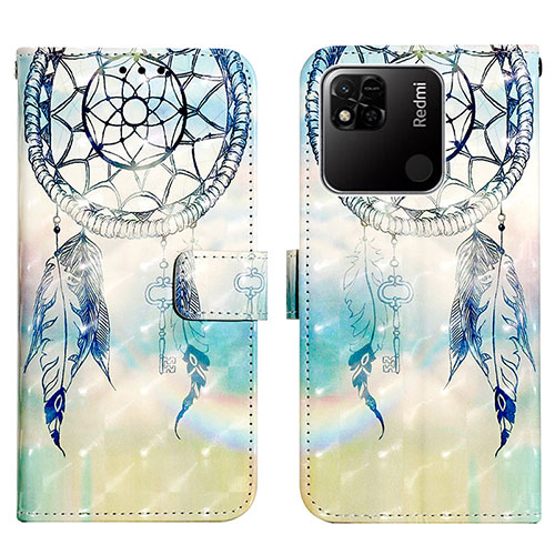 Leather Case Stands Fashionable Pattern Flip Cover Holder Y03B for Xiaomi Redmi 9C Cyan