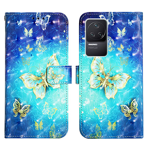 Leather Case Stands Fashionable Pattern Flip Cover Holder Y03B for Xiaomi Redmi K50 5G Sky Blue