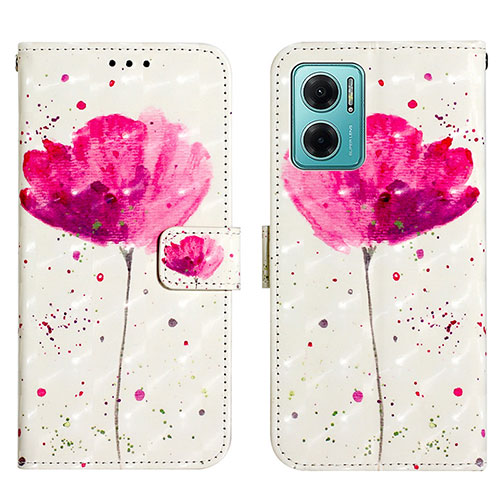 Leather Case Stands Fashionable Pattern Flip Cover Holder Y03B for Xiaomi Redmi Note 11E 5G Pink