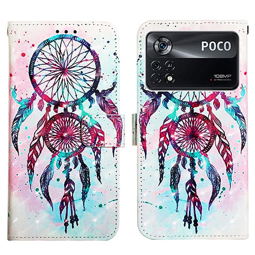 Leather Case Stands Fashionable Pattern Flip Cover Holder Y03B for Xiaomi Redmi Note 11E Pro 5G Colorful